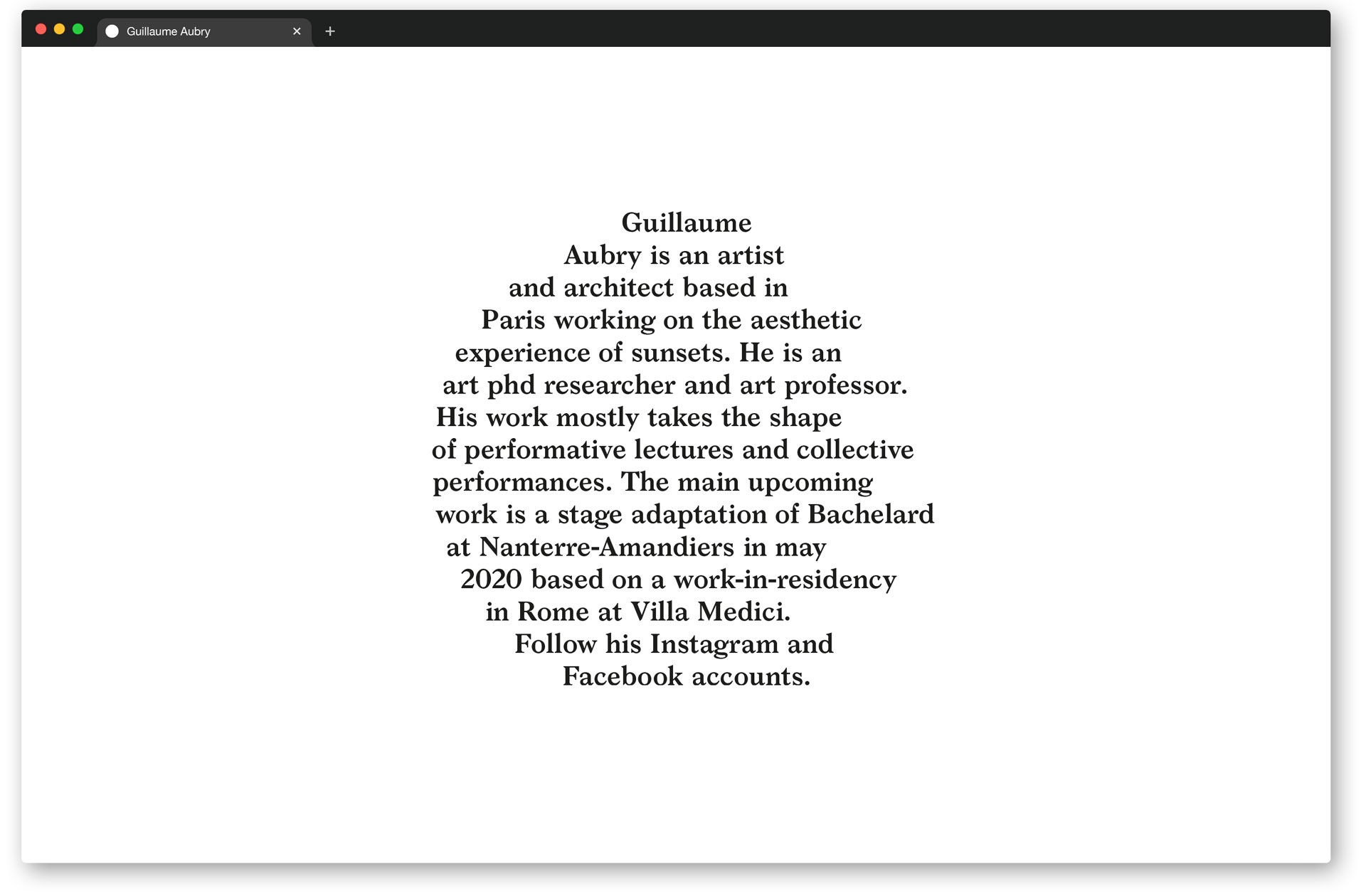 *Guillaume Aubry*, visual identity, website, Paris, 2020