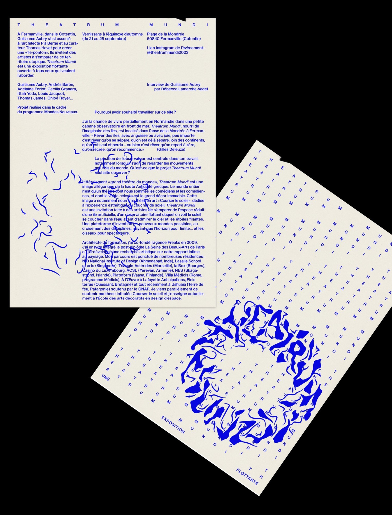 *Theatrum Mundi*, visual identity, with Guillaume Aubry, Mondes Nouveaux, Fermanville, 2023