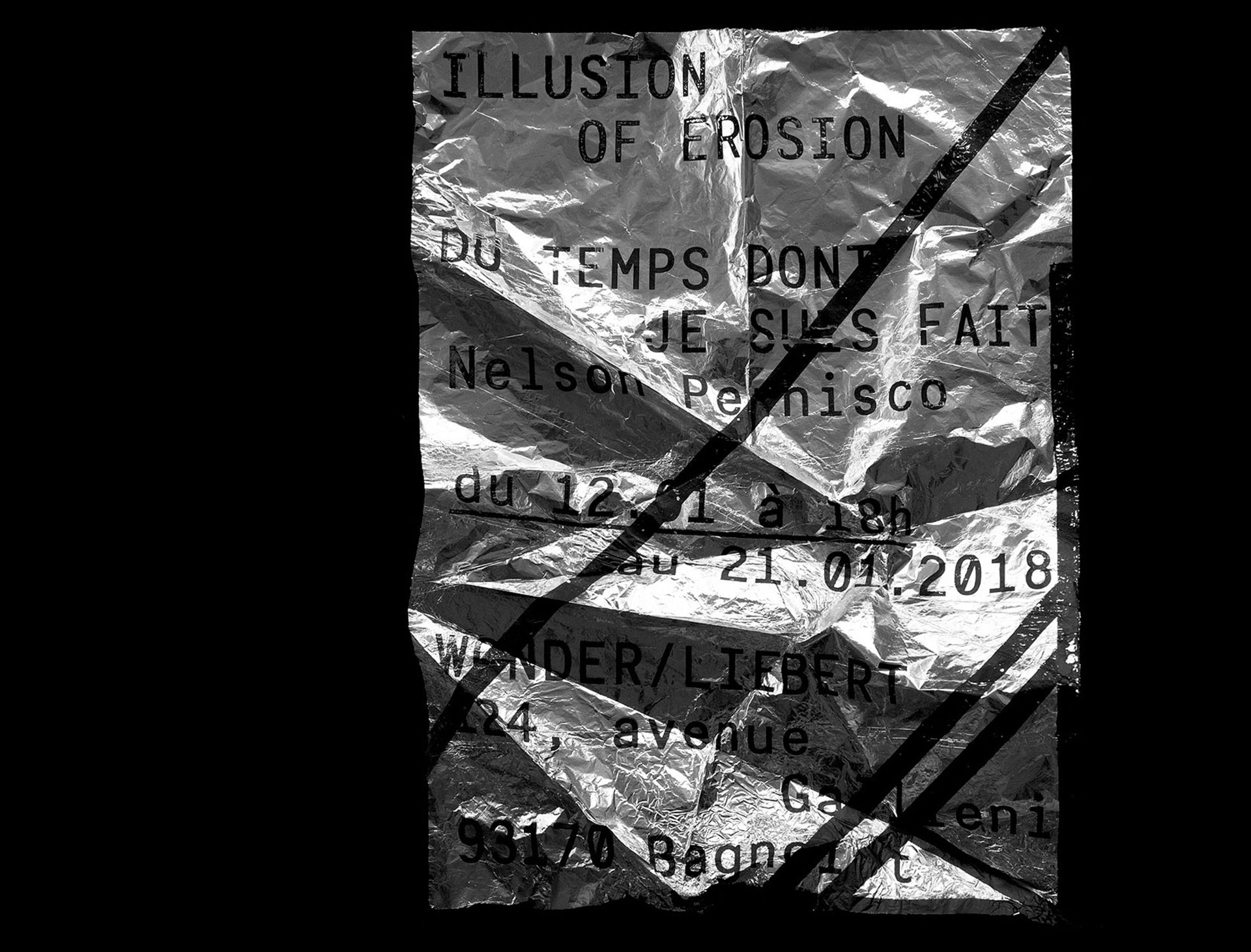 *Illusion of Erosion*, exhibition poster, Nelson Pernisco, Wonder/Liebert, Bagnolet, 2018