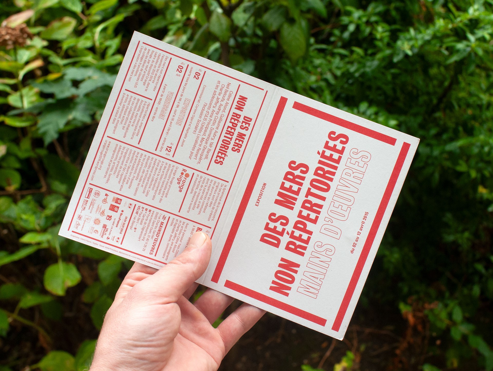 *Des mers non répertoriées*, exhibition card, Mains d'Œuvres, Saint-Ouen, 2015