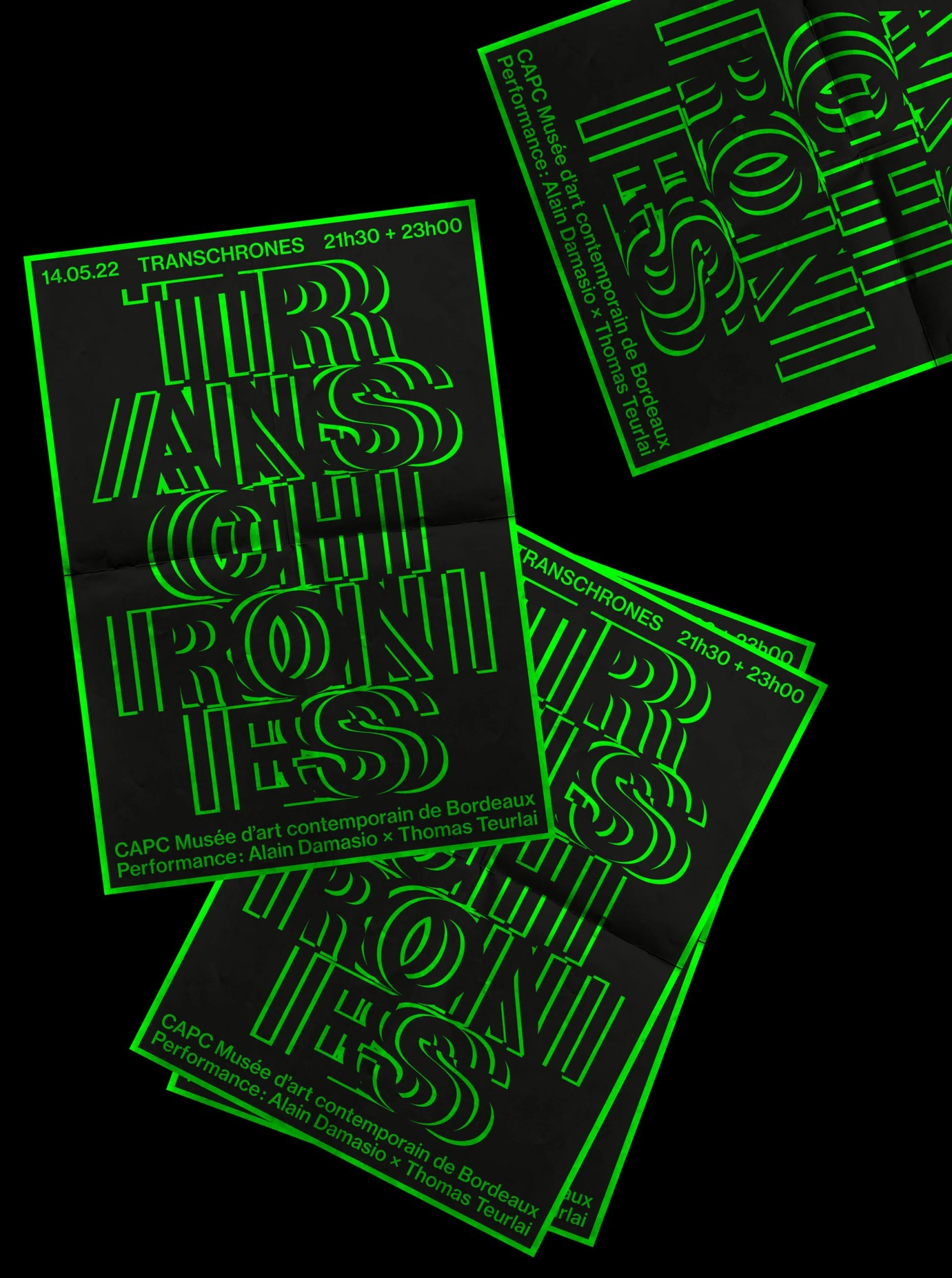 *Transchrones*, poster, Alain Damasio and Thomas Teurlai, CAPC, Bordeaux, 2022