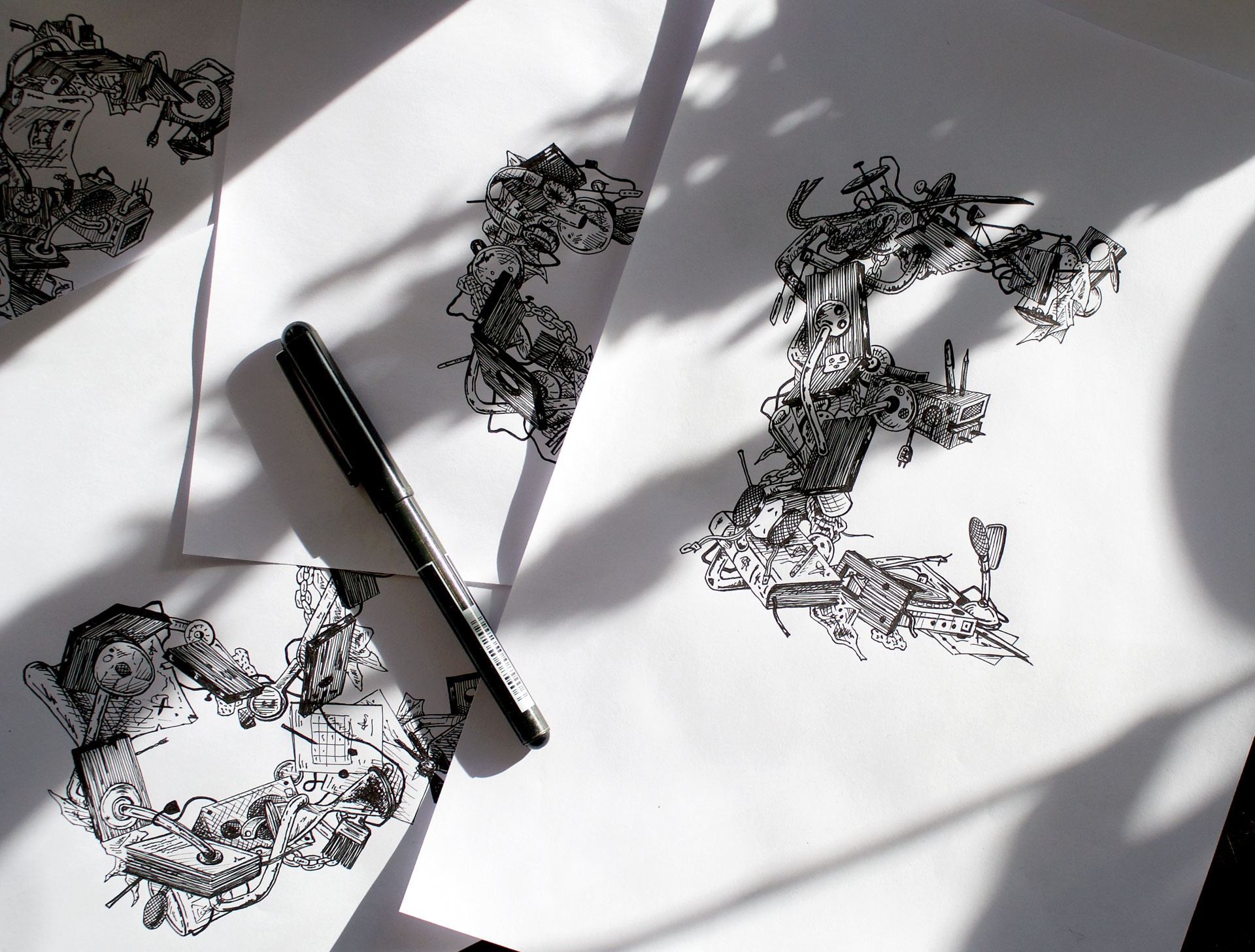 *Le Pays du Teilleul Avocats*, drawing drop caps for website, visual identity in progress, Paris, 2024