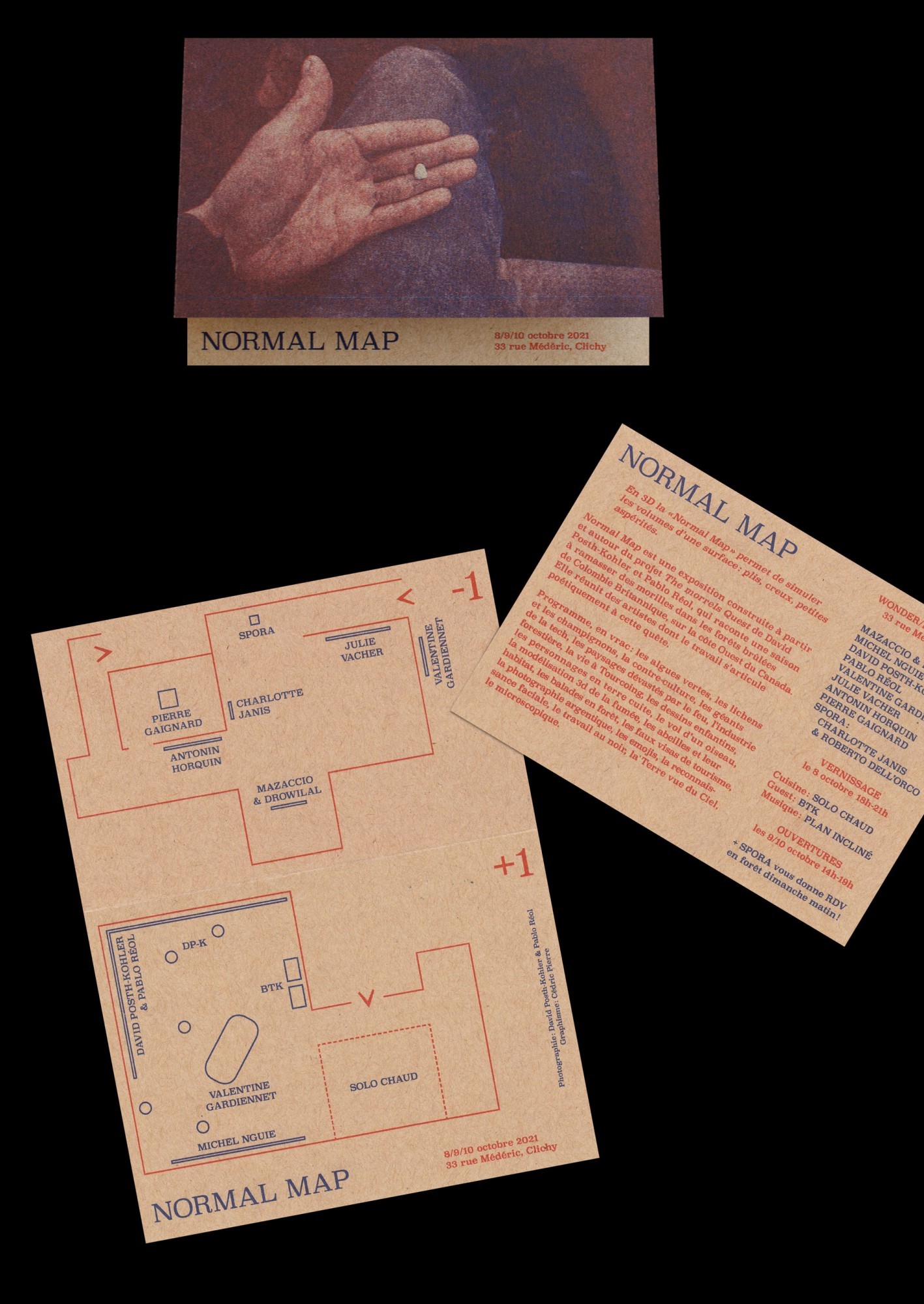 *Normal Map*, visit document, 14,8 × 10,5 cm, with Pablo Réol and David Posth-Kohler, Wonder/Fortin, Clichy, 2021
