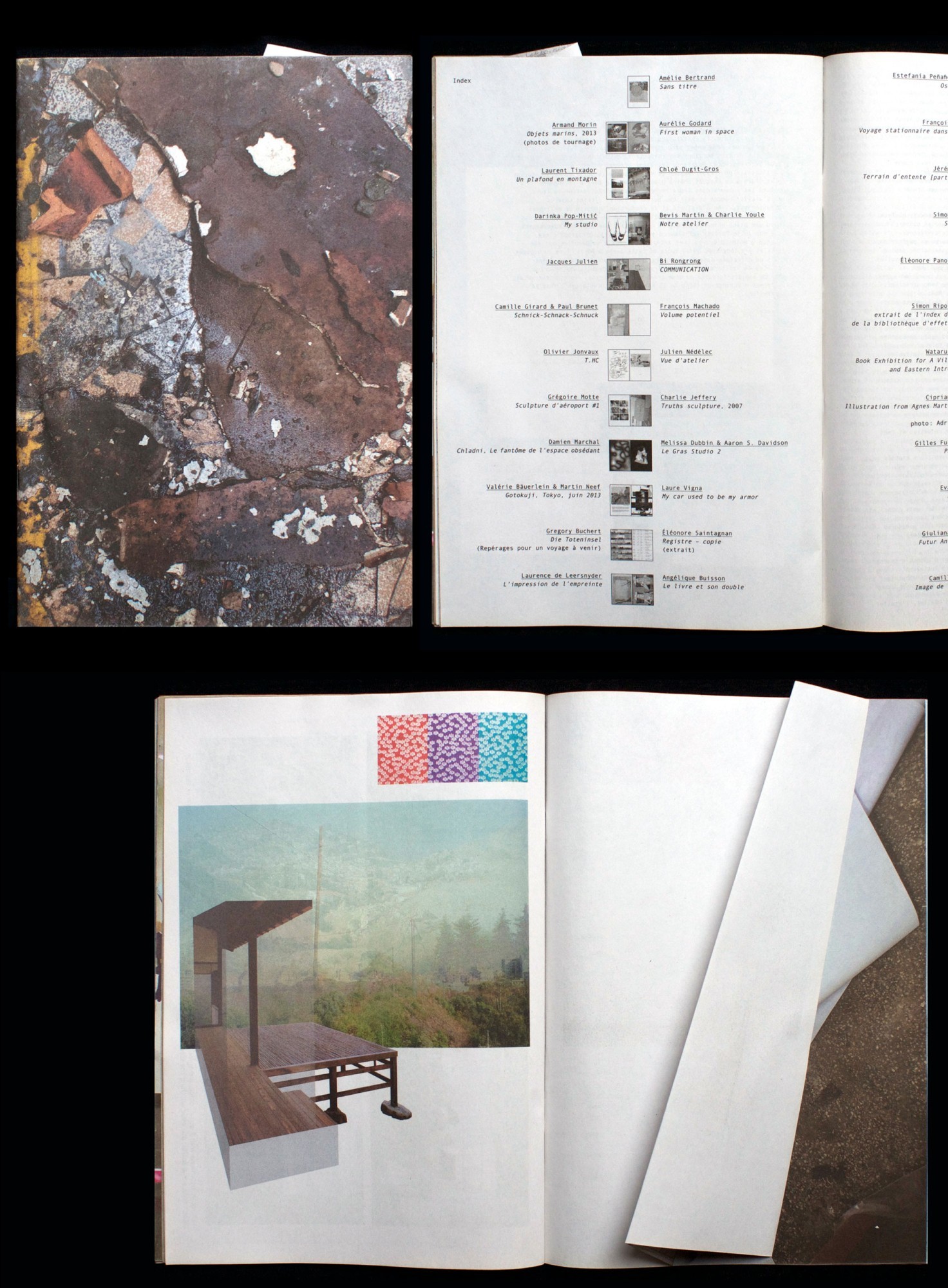 *Phoenix*, book, 18 × 26 cm, 64 p., with Julie Portier, published by Lendroits éditions, Mains d'Œuvres, Saint-Ouen, 2014