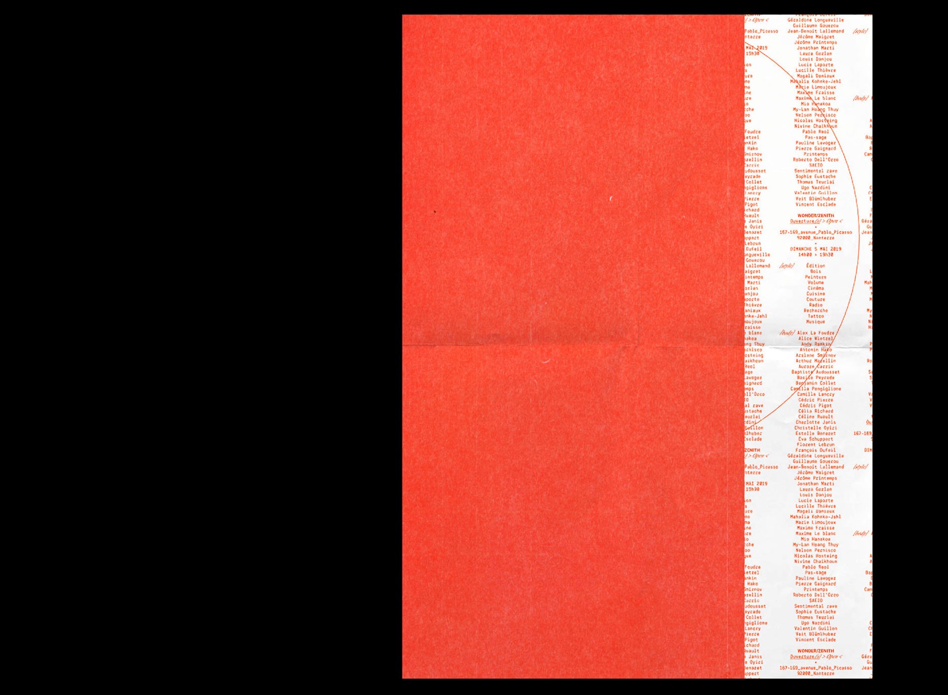 *Opening*, A3 poster, Wonder/Zenith, Nanterre, 2019