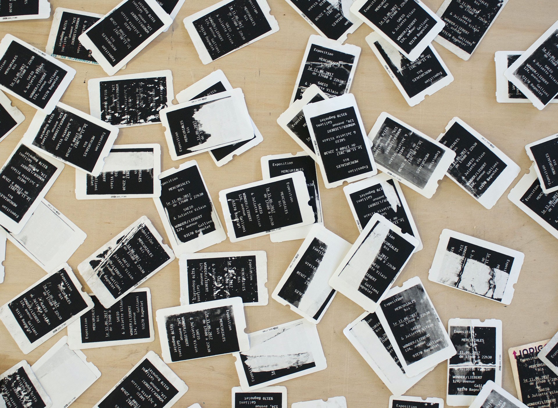 *Mercuriales bis*, printing of exhibition tickets, with SAEIO, Bagnolet, 2017