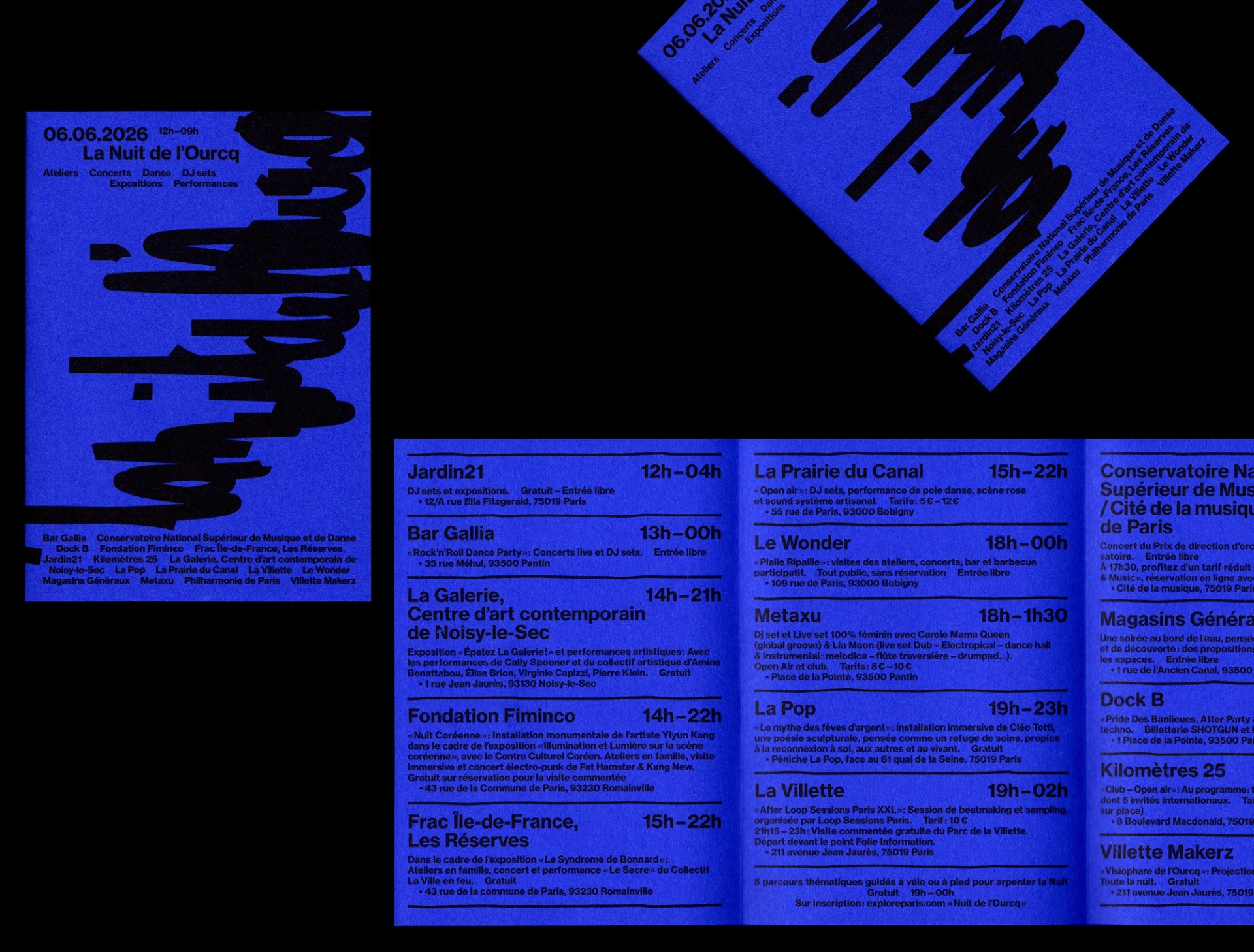 *La Nuit de l'Ourcq*, programme, 10,5&nbsp;×&nbsp;14,8&nbsp;cm, Pantin-Bobigny, 2026