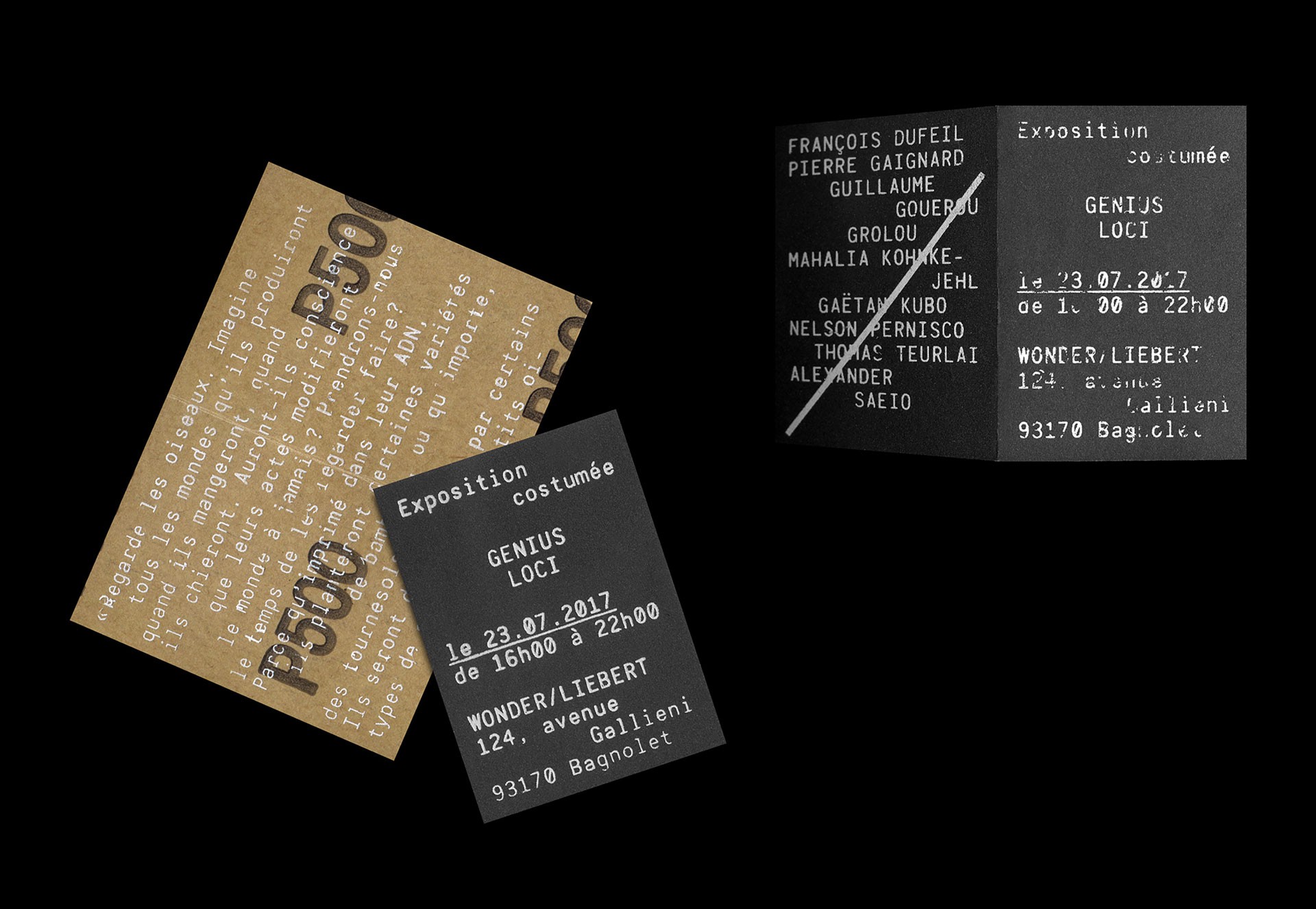*Genius Loci*, exhibition cards, Wonder/Liebert, Bagnolet, 2017