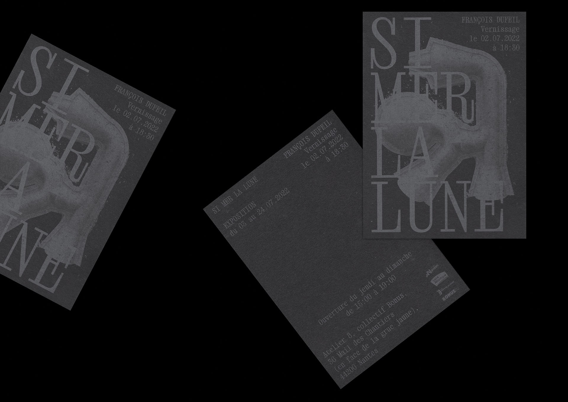 *Si mer la lune*, exhibition flyer, François Dufeil, Bonus, Nantes, 2022