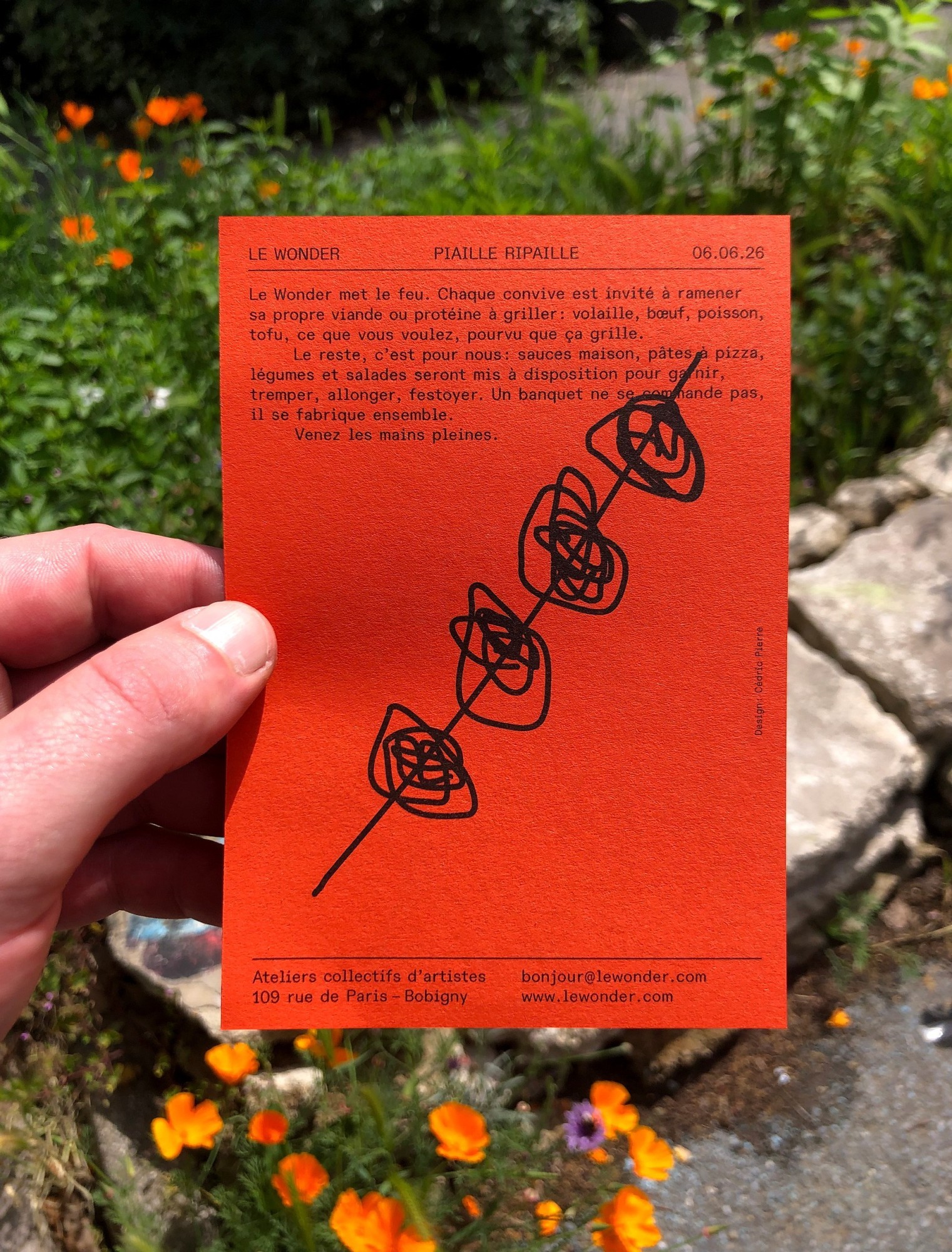 *Piaille Ripaille*, flyer, 10,5&nbsp;×&nbsp;14,8&nbsp;cm, Le&nbsp;Wonder, Bobigny, 2026