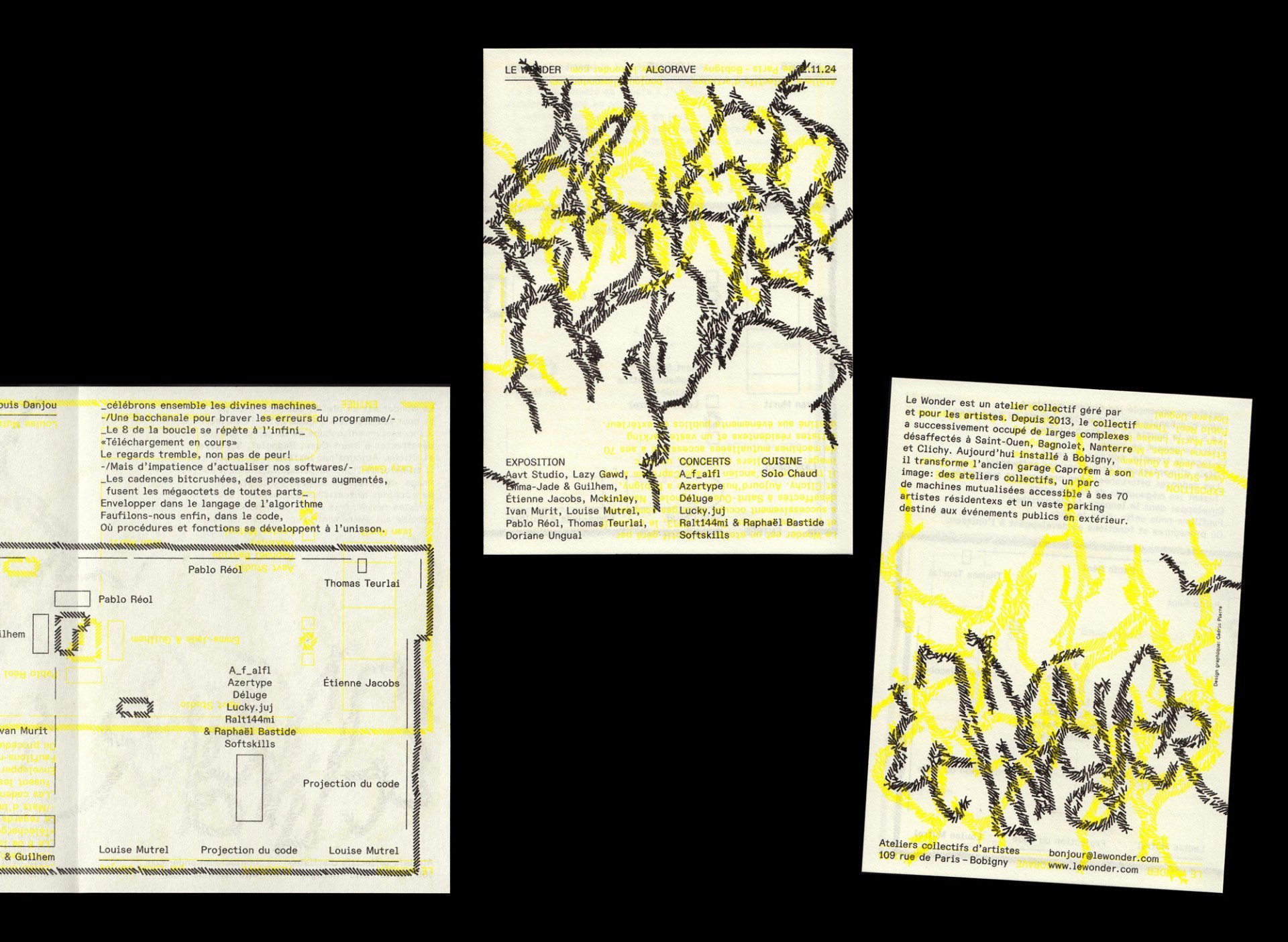 *Algorave*, leaflet, 10,5 × 14,5 cm, Le Wonder, Bobigny, 2024