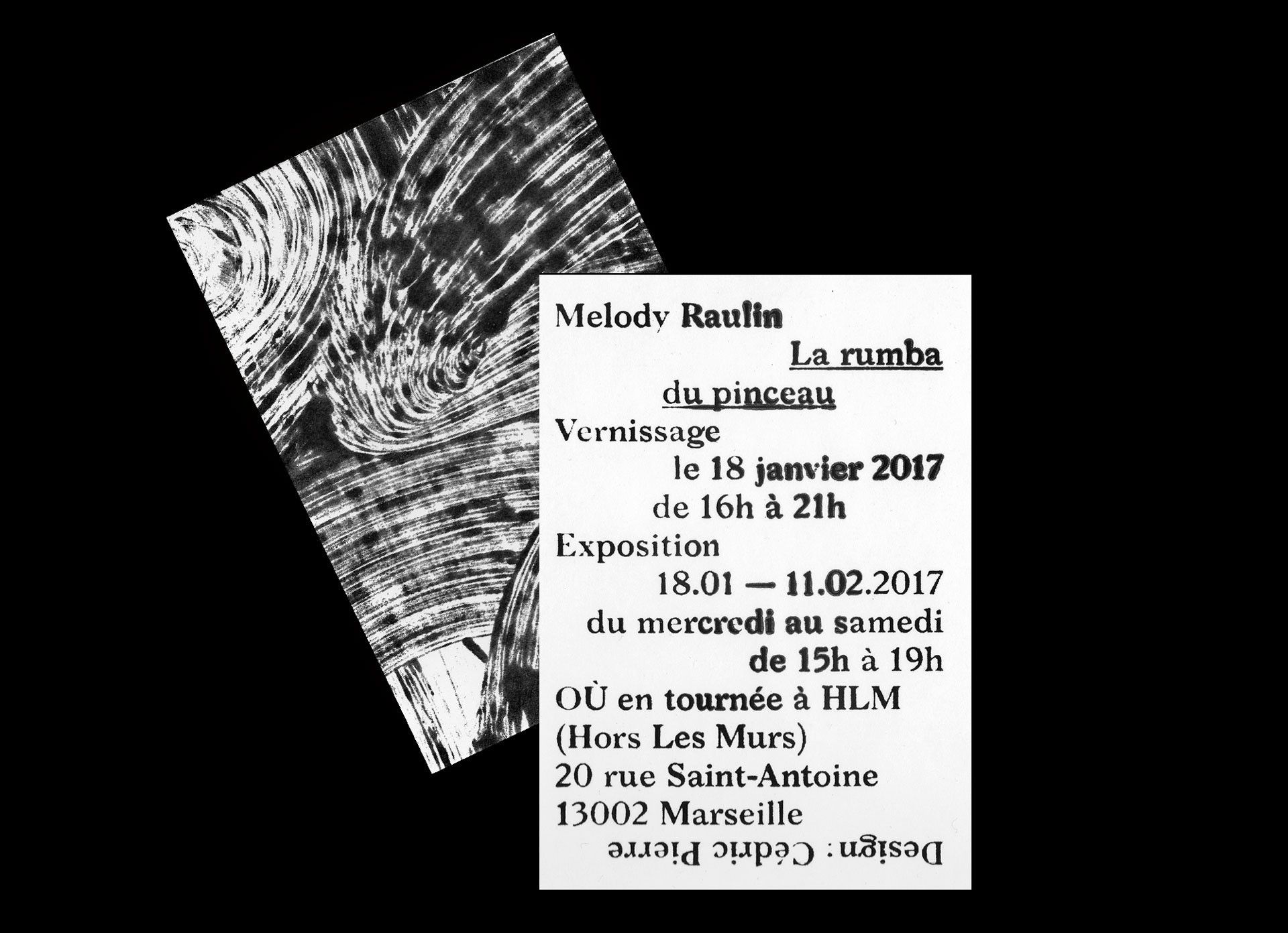 *La rumba du pinceau*, invitation card, 9 × 12 cm, Marseille, 2017
