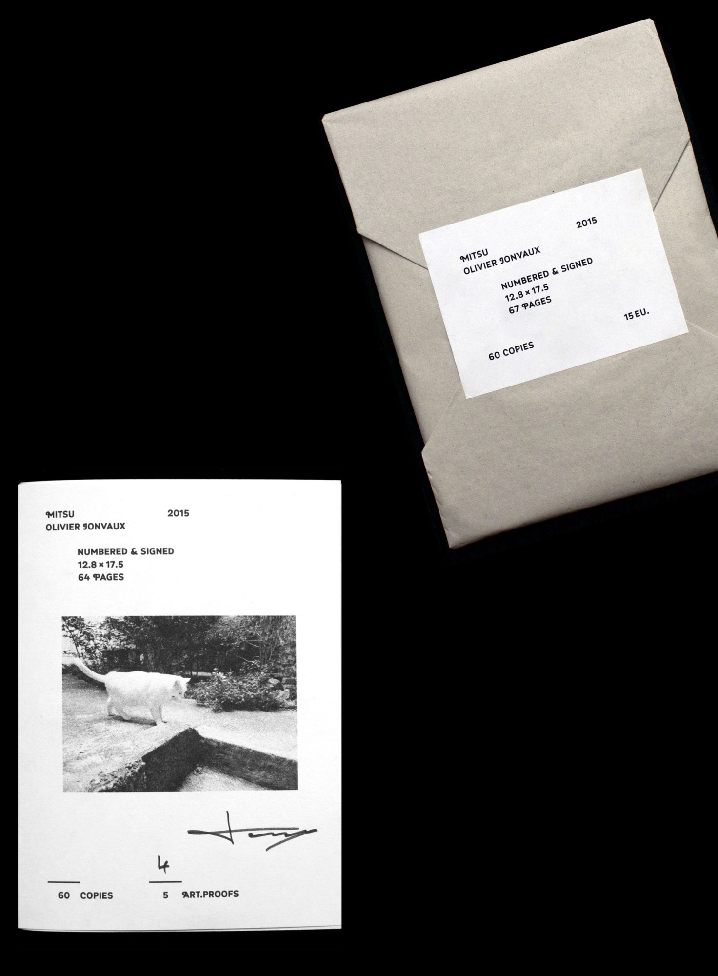 *Mitsu*, artist book, 12,8 × 17,5 cm, 64 p., Olivier Jonvaux, CEEAC, Strasbourg, 2015