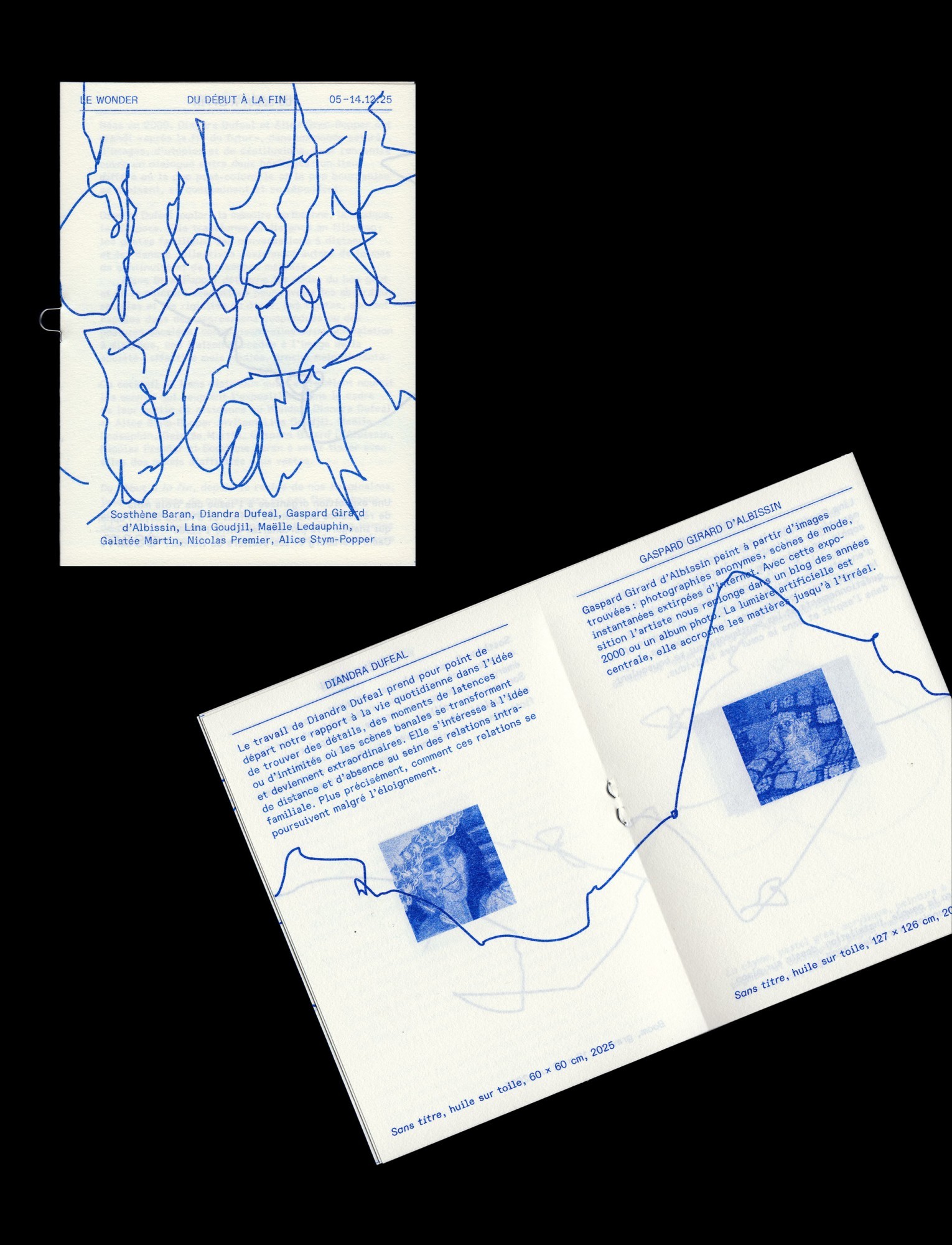 *Du début à la fin*, leaflet, 9,5 × 13 cm, 16 p., Le Wonder, Bobigny, 2025