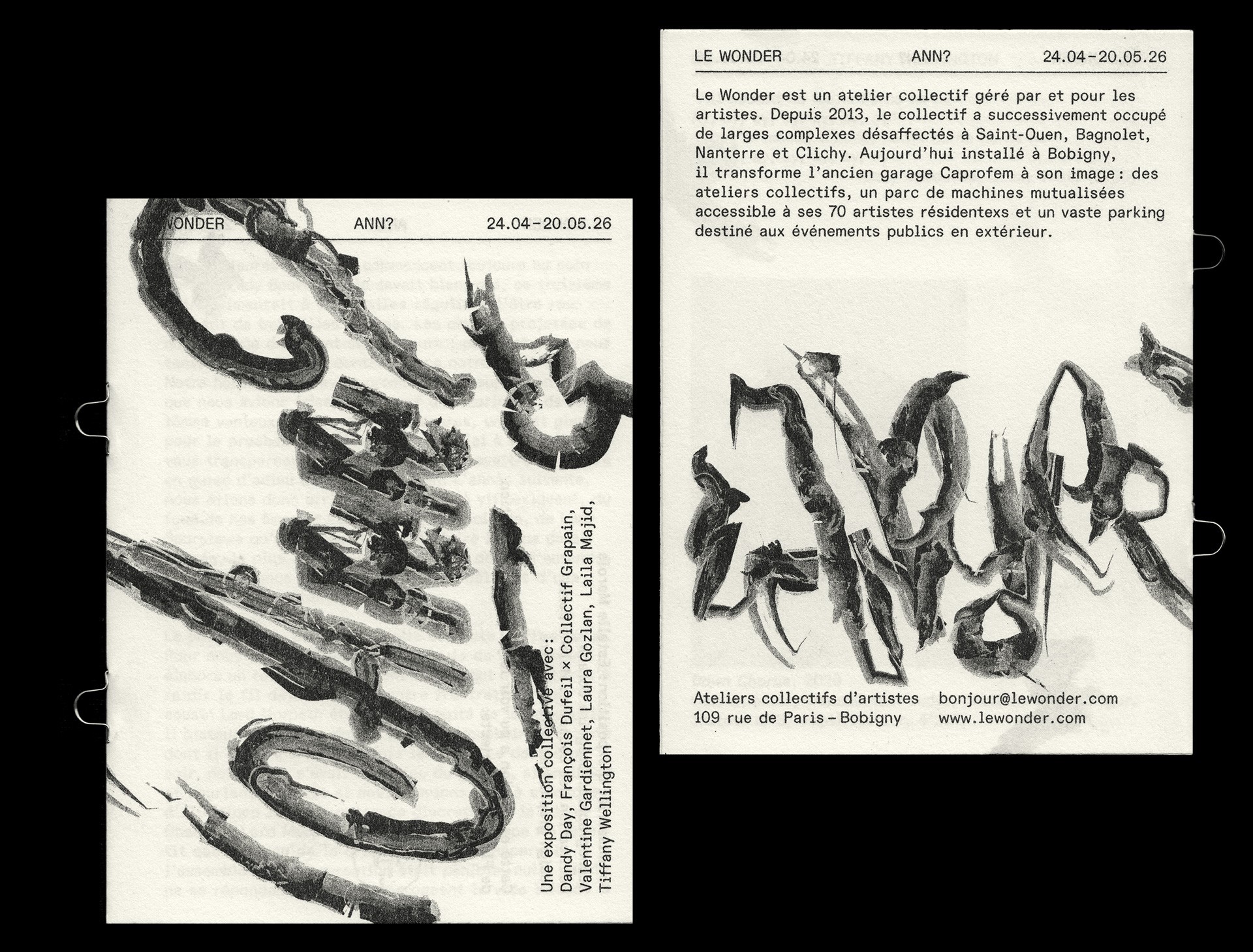 *Ann?*, livret d'exposition, 9,5&nbsp;×&nbsp;13&nbsp;cm, 12&nbsp;p., Le&nbsp;Wonder, Bobigny, 2026