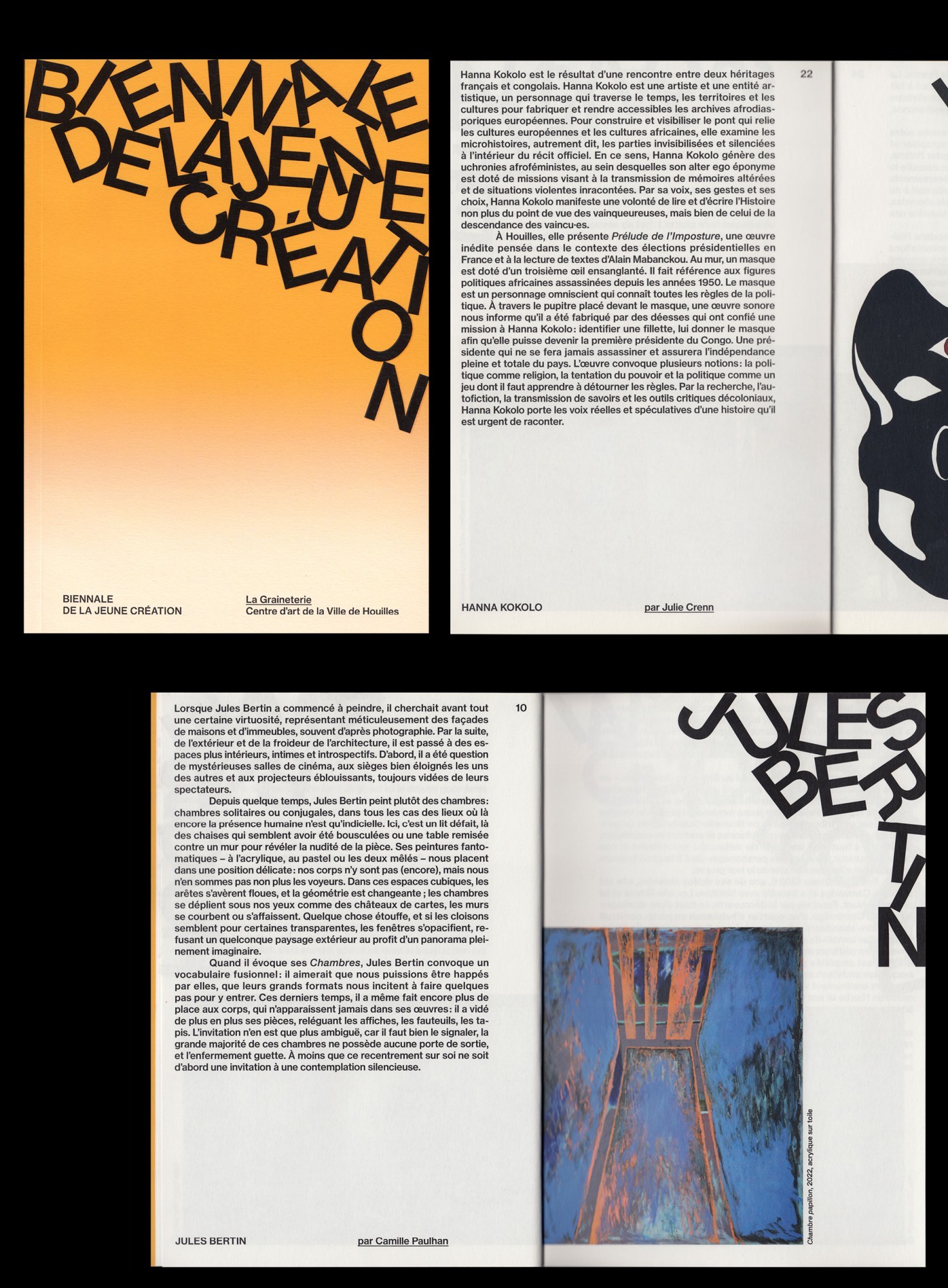 *Biennale de la Jeune Création*, visual identity, catalog, 14,8 × 21 cm, 52 p., centre d'art La Graineterie, Houilles, 2022