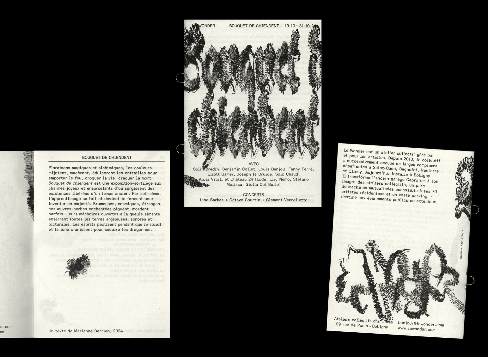 *Bouquet de chiendent*, leaflet, 9,5 × 13 cm, 16 p., Le Wonder, Bobigny, 2024